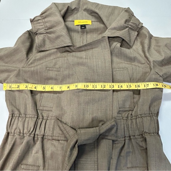 St John Womens 2 Piece Set Jacket Size S Pant Sz 8 Stretchy Wool Taupe Luxe - Picture 8 of 16